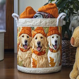 Golden Buddy Time Quilted Laundry Basket Halloween Merch Gift
