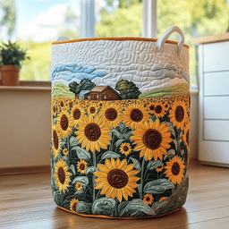 Sunflower Meadow Quilted Laundry Basket Gift To Brighten Their Day