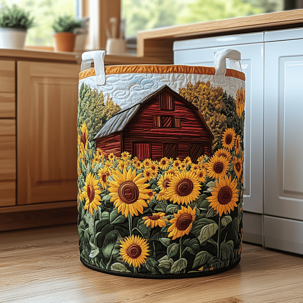 Sunflower Barn Quilted Laundry Basket Holiday Favorite Gift