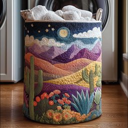 Starlit Desert Quilted Laundry Basket Perfect Gift For Apartment Living