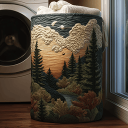 Sunset Pines Quilted Laundry Basket Excellent Gift For Her