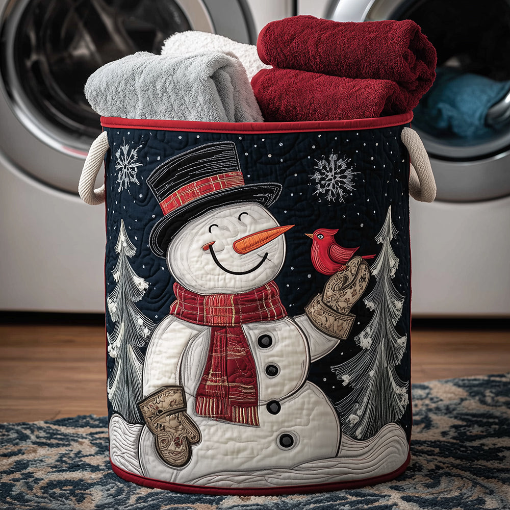 Snowman Joy Carrier Quilted Laundry Basket Mother�s Day Merch Gift