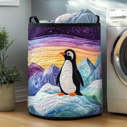 Penguin Heaven Quilted Laundry Basket Holiday Merch Gift