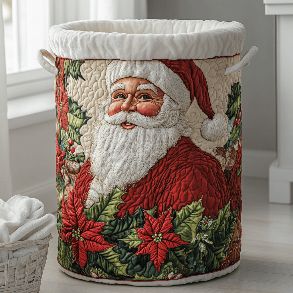 Santa Wonder Quilted Laundry Basket Creative Gift For Family