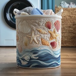 Ocean Breeze Quilted Laundry Basket Valentine�s Day Merch Gift