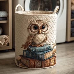 Owl Chapter Quilted Laundry Basket Easter Merch Gift