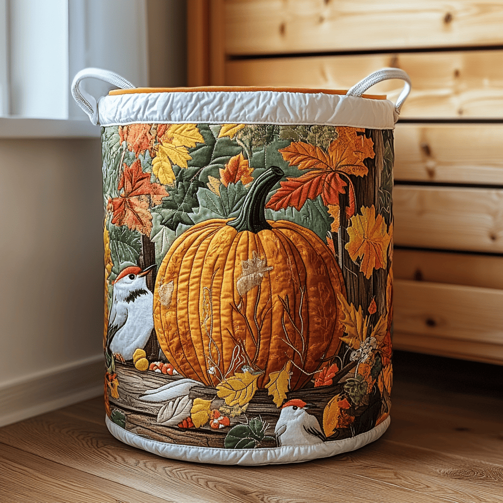 Pumpkin Meadow Quilted Laundry Basket Mother�s Day Merch Gift