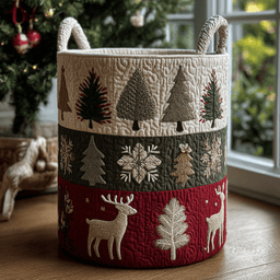 Reindeer Joy Quilted Laundry Basket New Year Merch Gift