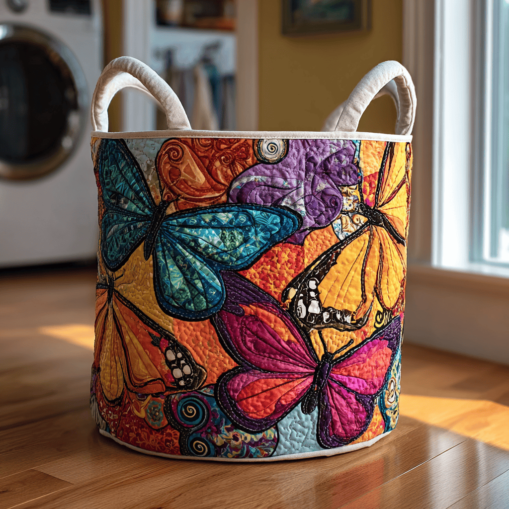 Meadow Wing Quilted Laundry Basket Merch For Her