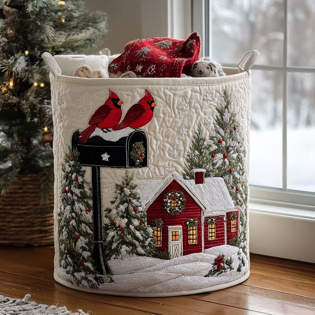 Holiday Cheer Quilted Laundry Basket Valentine�s Day Merch Gift