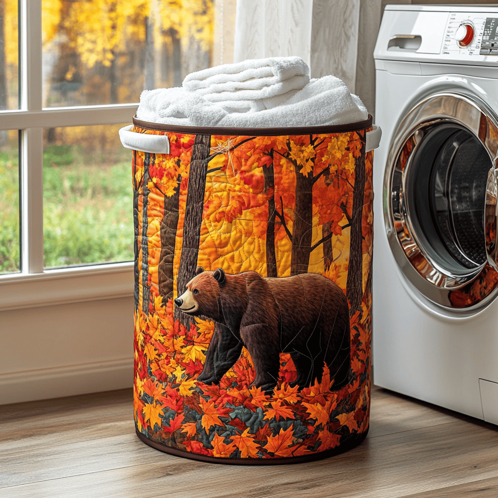 Golden Bear Quilted Laundry Basket Merch For Family Time