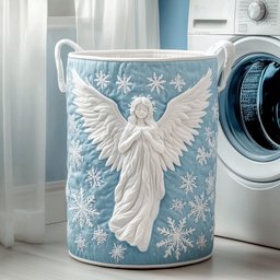 Snow Angel Quilted Laundry Basket Merch For Family Time