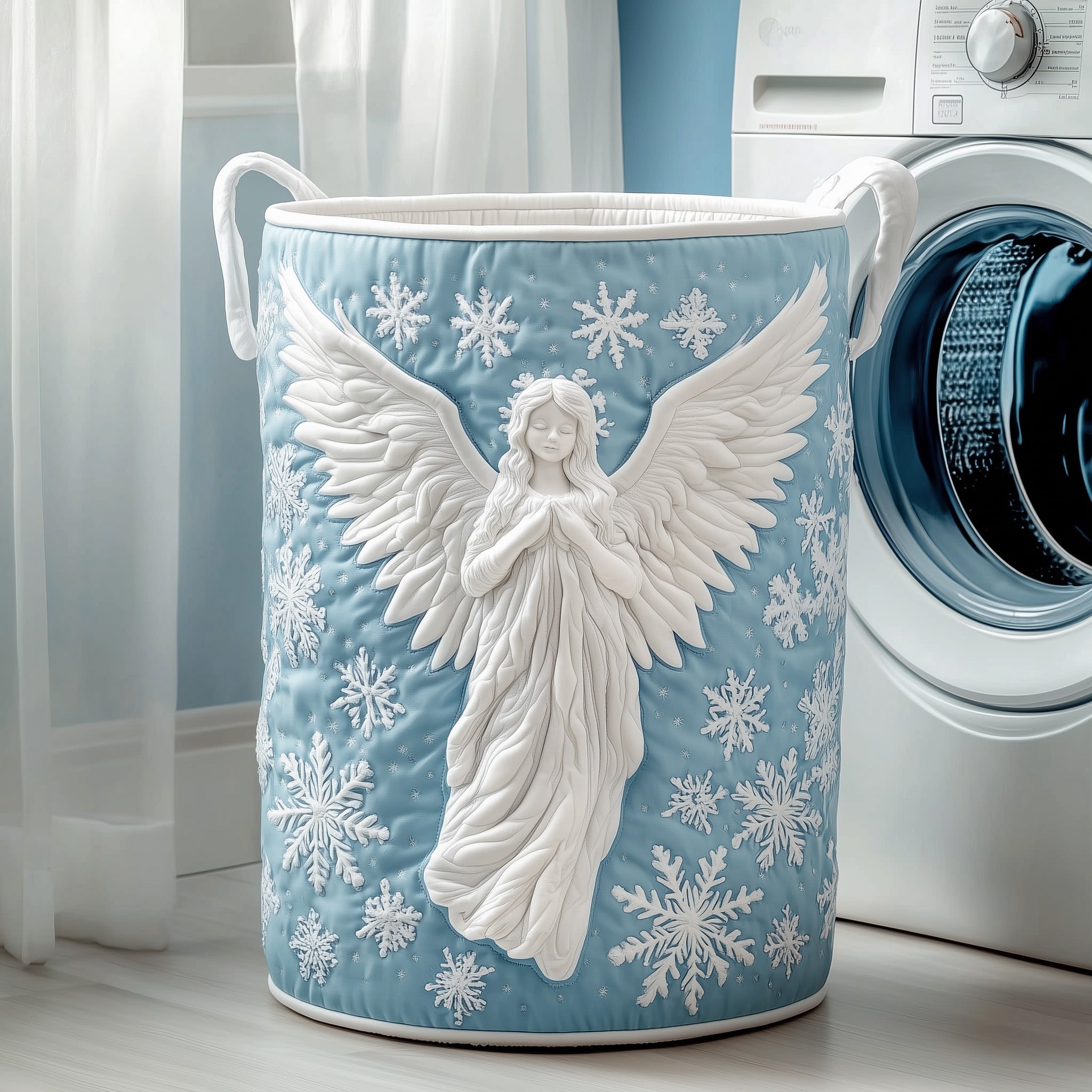 Snow Angel Quilted Laundry Basket Merch For Family Time