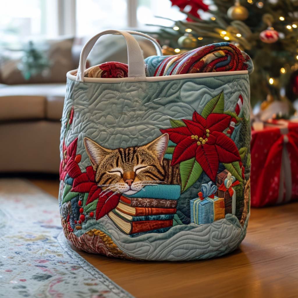 Winter Whiskerland Quilted Laundry Basket Unique Gift For Laundry Lovers