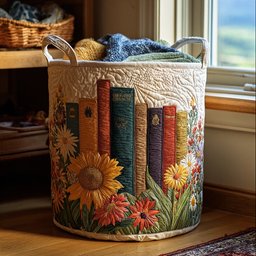 Floral Chapters Quilted Laundry Basket Holiday Favorite Gift