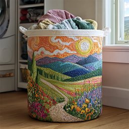 Sunlit Hills Quilted Laundry Basket Unique Gift For Laundry Lovers