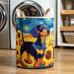 Golden Pup Bloom Quilted Laundry Basket Graduation Merch Gift
