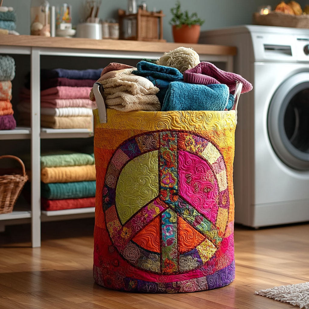 Patchwork Harmony Quilted Laundry Basket New Year Merch Gift