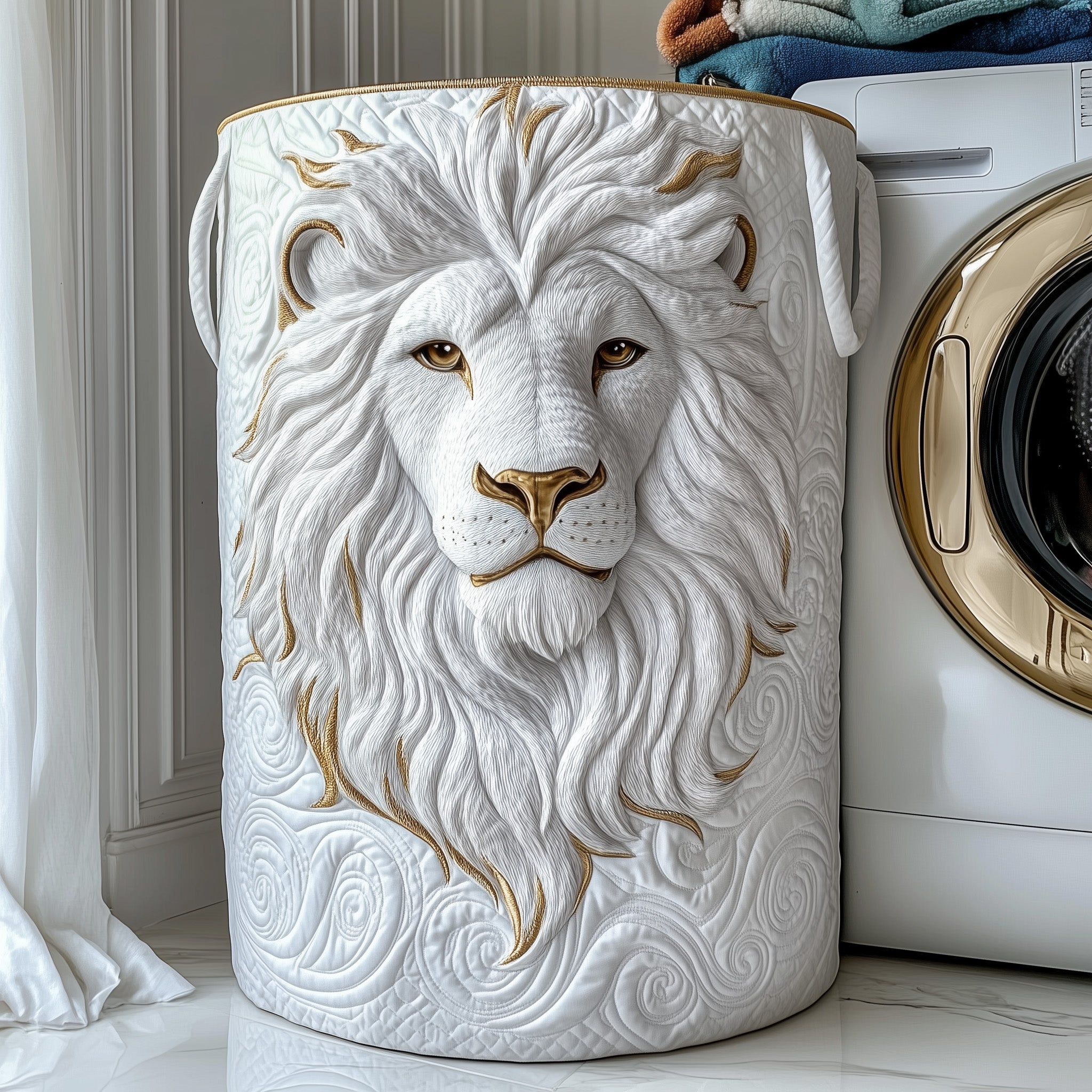 Majesty Lion Quilted Laundry Basket Merch For Family Time