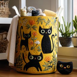 Meow Mingle Quilted Laundry Basket Graduation Merch Gift