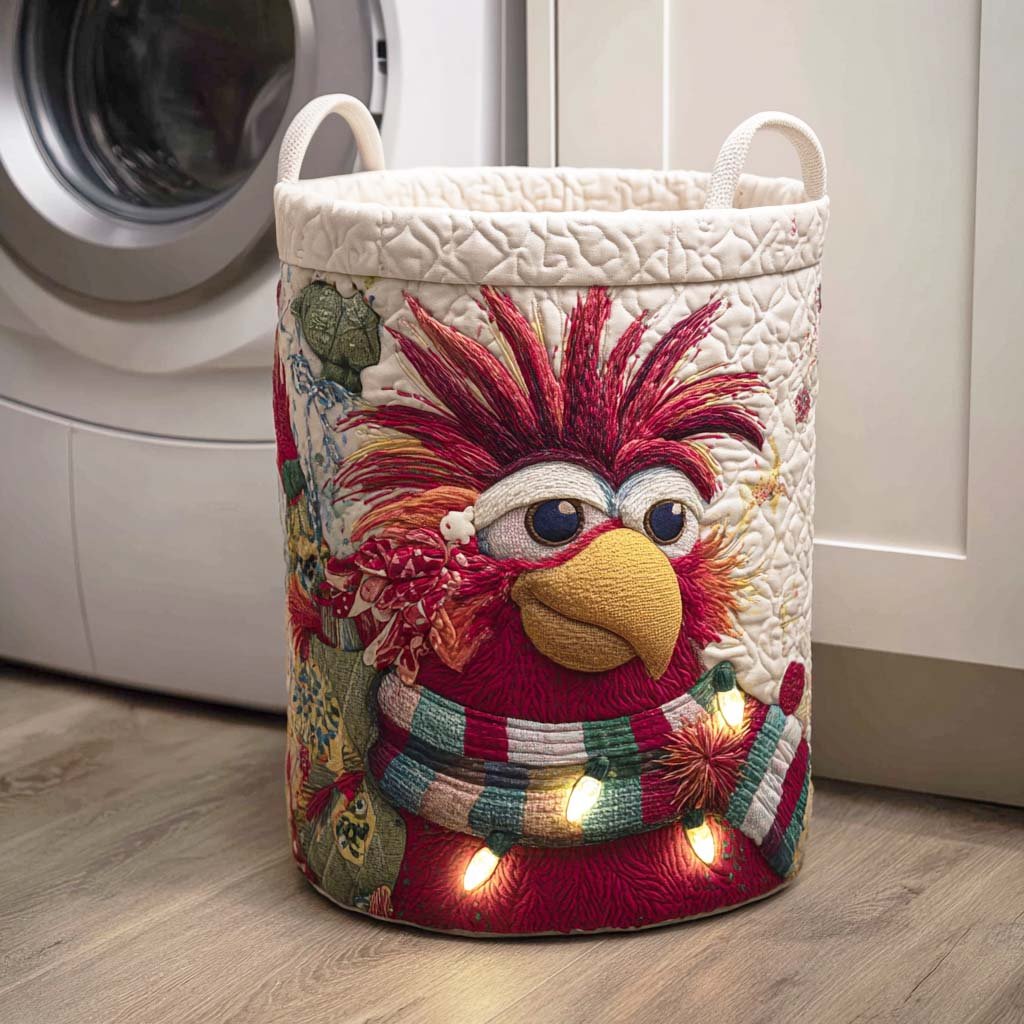 Red Plume Quilted Laundry Basket Mother�s Day Merch Gift