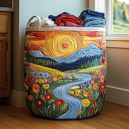 River Bloom Quilted Laundry Basket Winter Merch Essentials