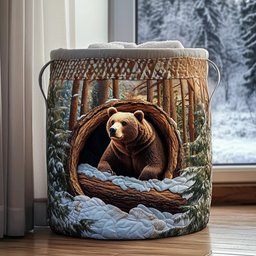 Winter Guardian Quilted Laundry Basket Merch For Family