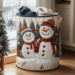 Snowman Delight Quilted Laundry Basket Top Choice For Housewarming