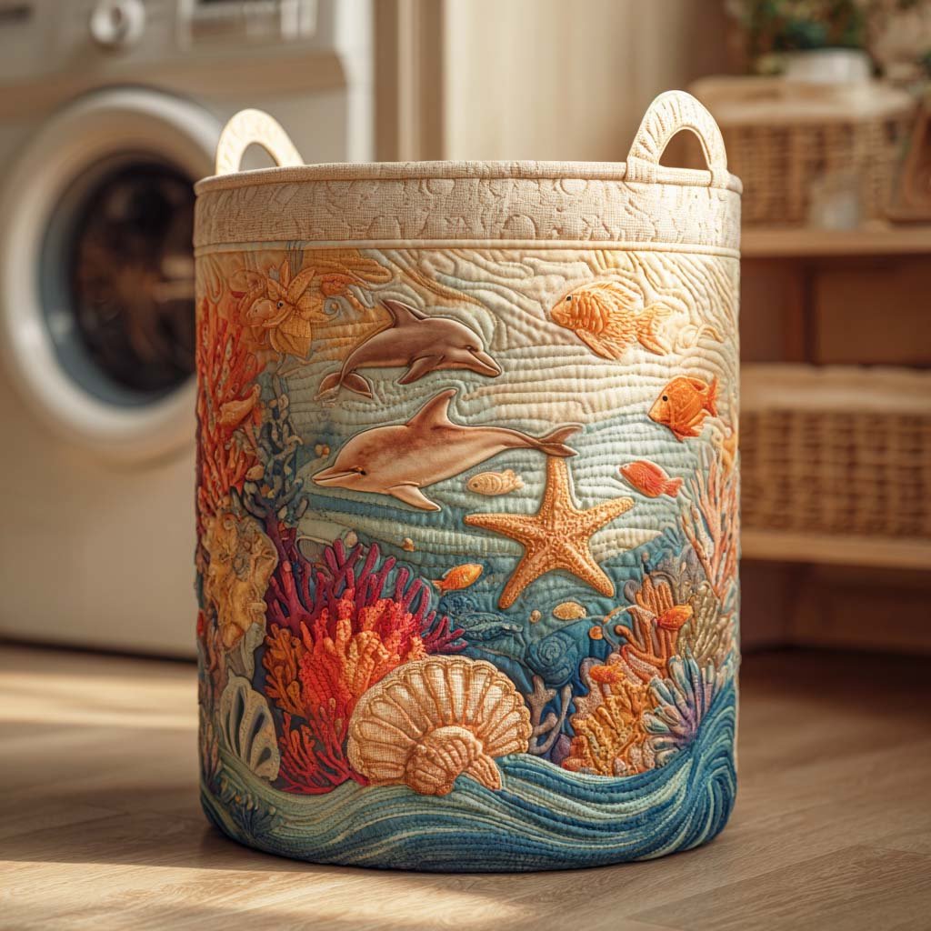 Sea Breeze Quilted Laundry Basket Merch For Her