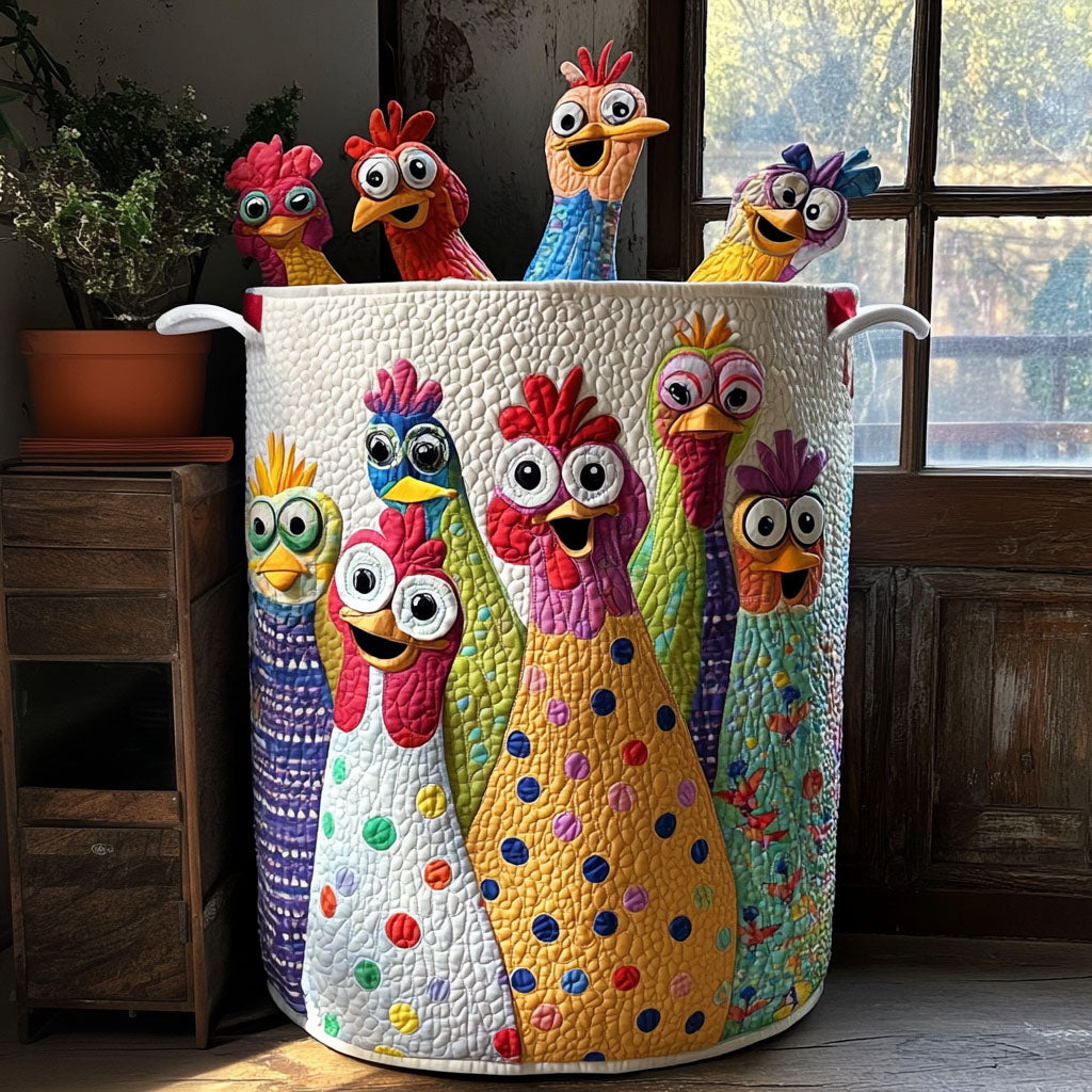 Poultry Parade Quilted Laundry Basket Excellent Gift For Her