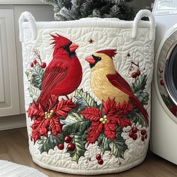 Winter Cardinal Quilted Laundry Basket Gftotp12008 Great Idea For New Home