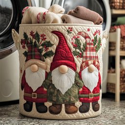 Merry Gnome Quilted Laundry Basket Perfect Gift For Your House