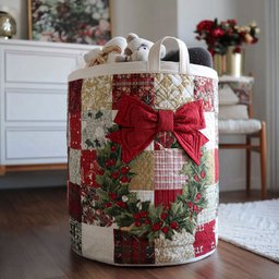 Noel Wreath Charm Quilted Laundry Basket Mother�s Day Merch Gift
