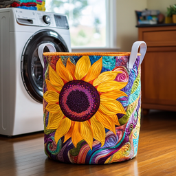 Sunny Sunflower Quilted Laundry Basket Father�s Day Merch Gift
