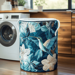 Hummingbird Bliss Quilted Laundry Basket Merch For Cozy Nights