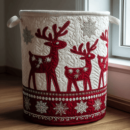 Reindeer Dream Quilted Laundry Basket Father�s Day Merch Gift