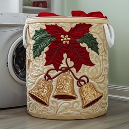 Poinsettia Quilted Laundry Basket Merch For Him