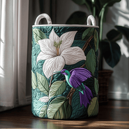 Hummingbird Charm Quilted Laundry Basket Ideal Present For Newlyweds