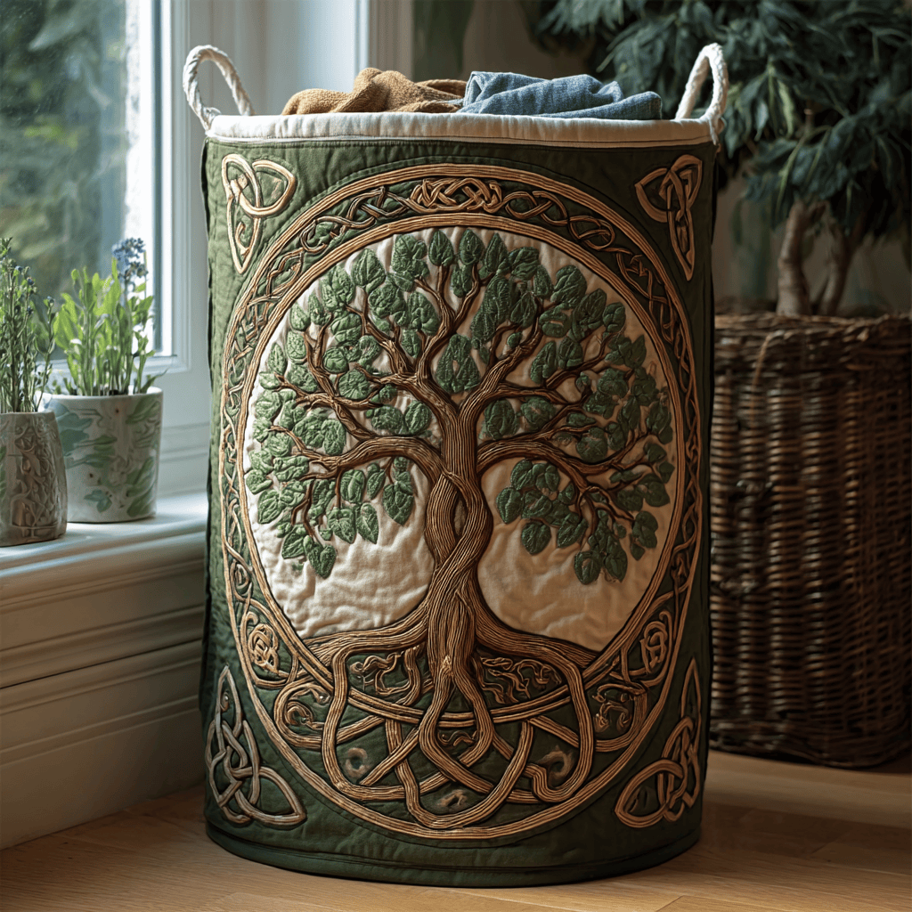 Nature Roots Quilted Laundry Basket Spring Merch Pick