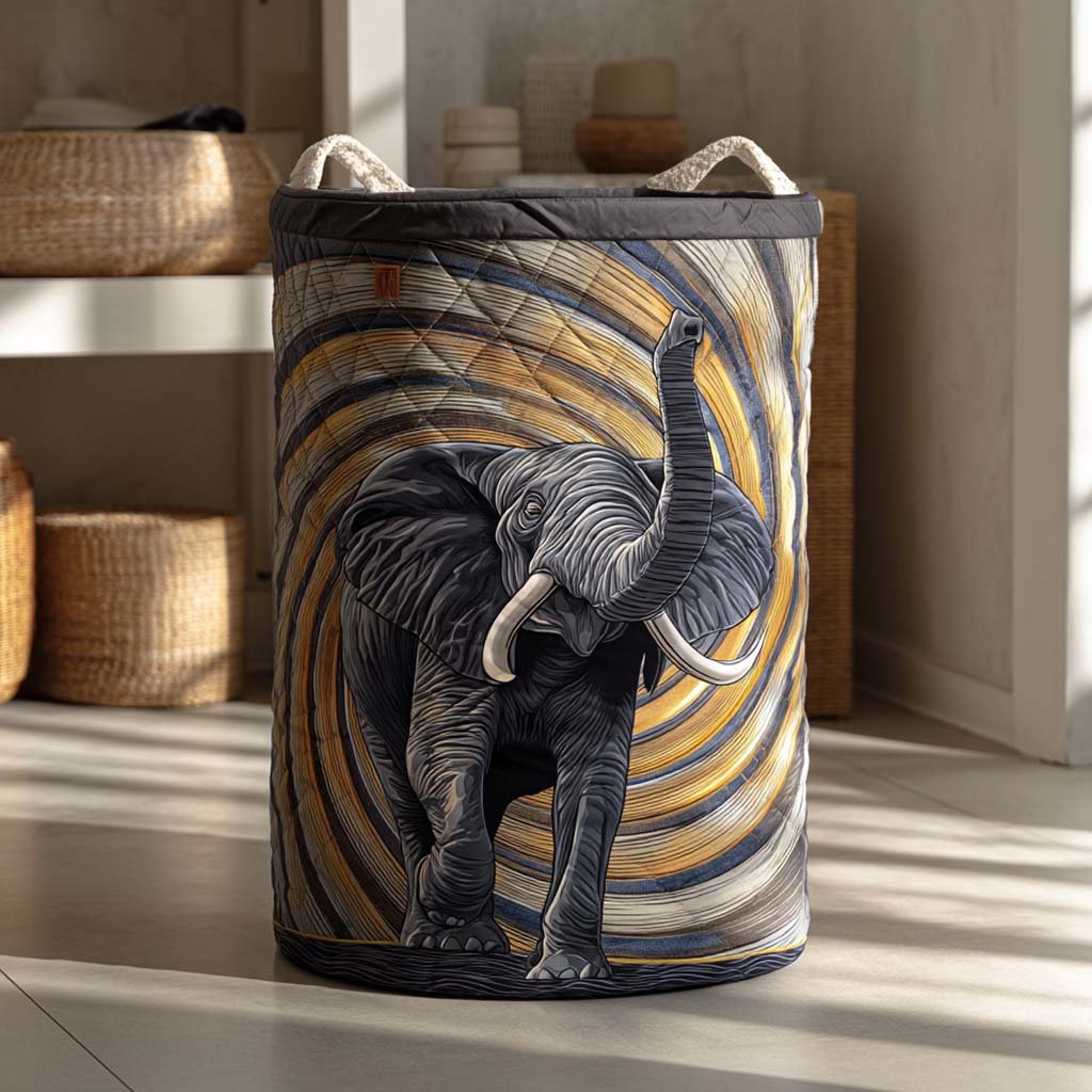 Spiral Elephant Quilted Laundry Basket Perfect Gift For Your House