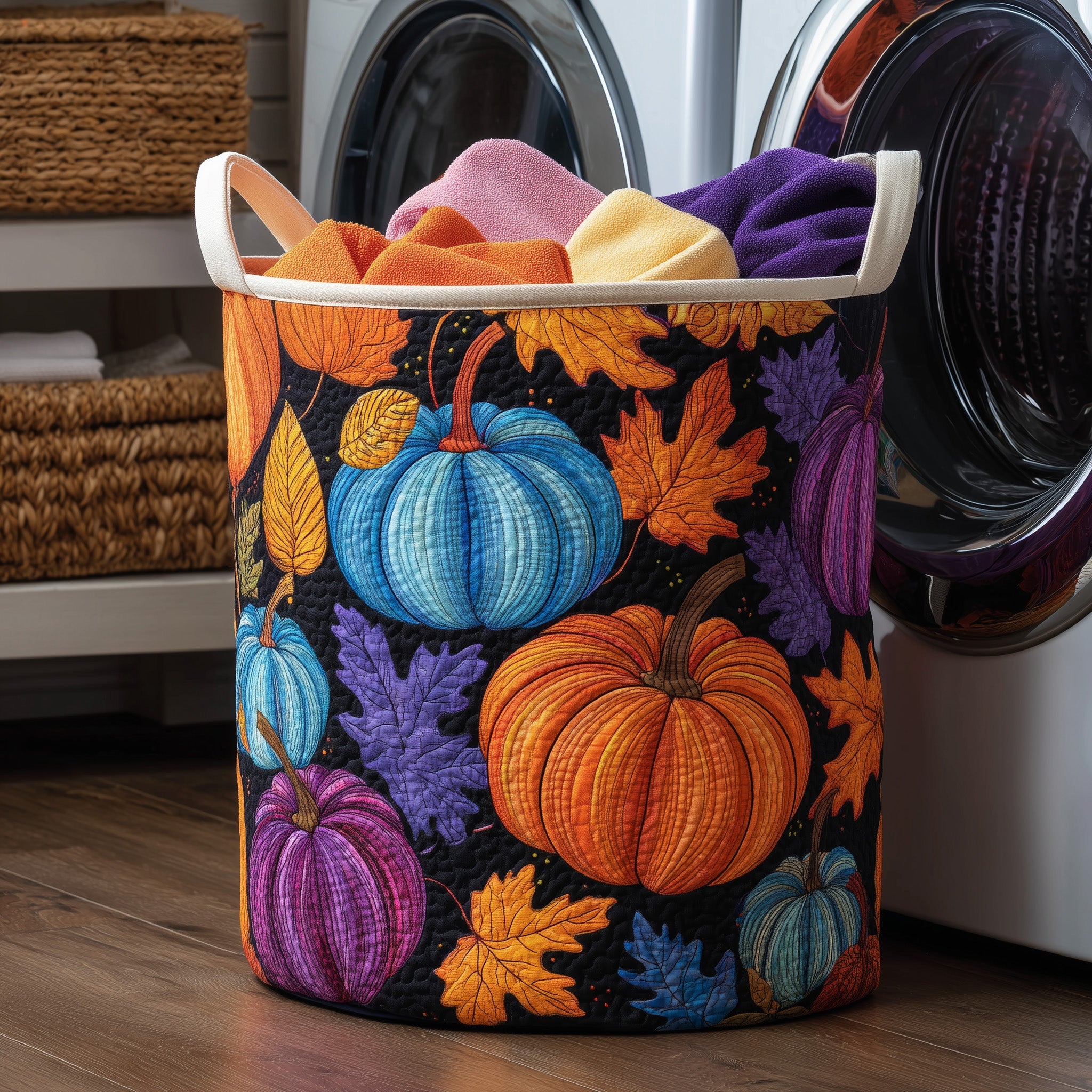 Pumpkin Delight Quilted Laundry Basket Merch For Friends