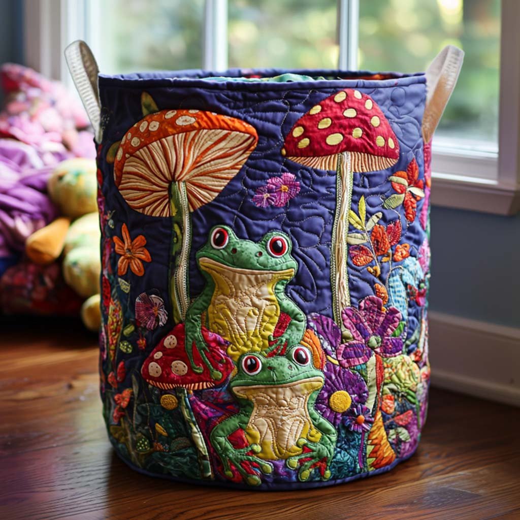 Forest Frogs Quilted Laundry Basket Holiday Gift For Laundry Lovers