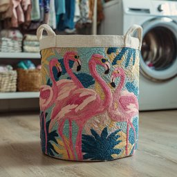 Jungle Flamingo Quilted Laundry Basket Everyday Merch Choice