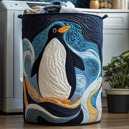 Penguin Heaven Quilted Laundry Basket Merch For Her