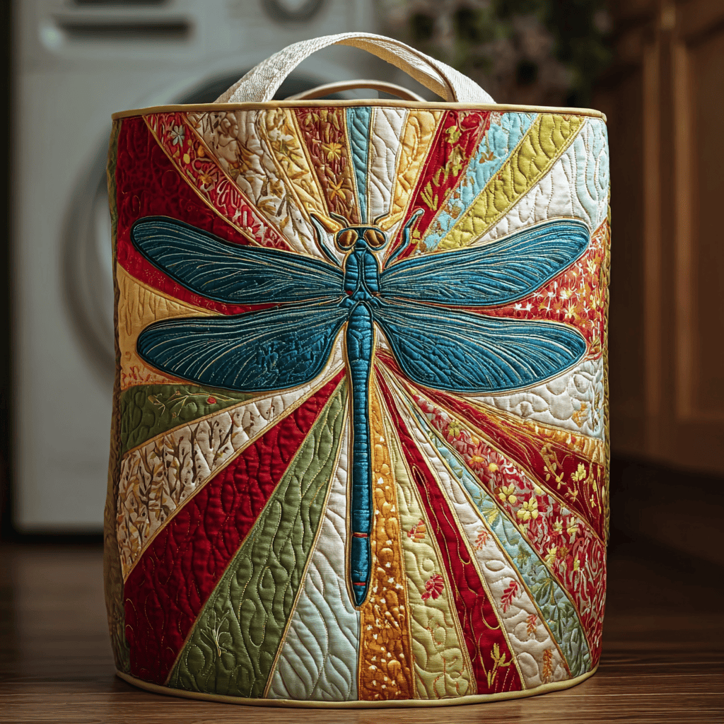 Mystic Dragonfly Quilted Laundry Basket Merch For Him