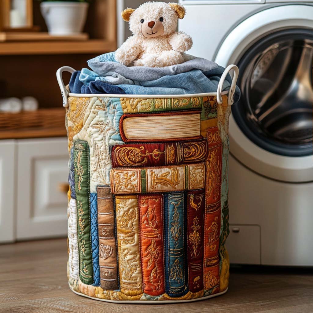 Page By Page Quilted Laundry Basket Holiday Merch Gift