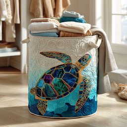 Mosaic Wave Quilted Laundry Basket Merch For Couples