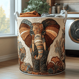 Golden Elephant Quilted Laundry Basket Birthday Merch Gift