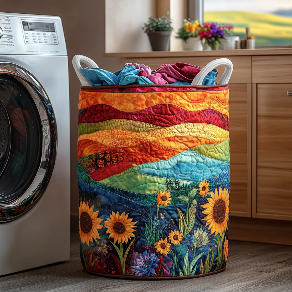 Sunshine Meadow Quilted Laundry Basket Thoughtful Housewarming Gift