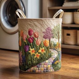 Spring Meadow Quilted Laundry Basket Best Gift For Him